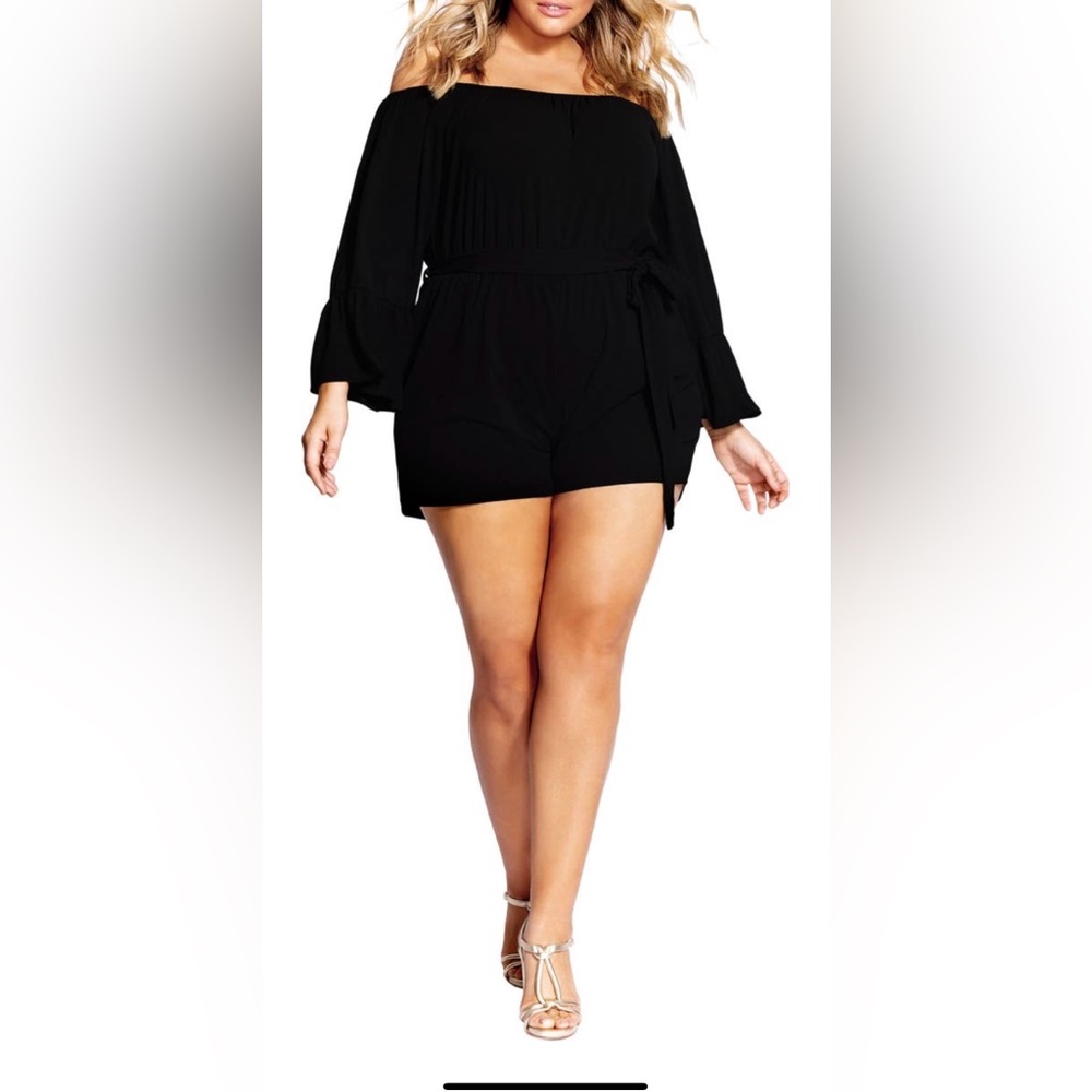 City Chic Off The Shoulder Romper (Plus Size)